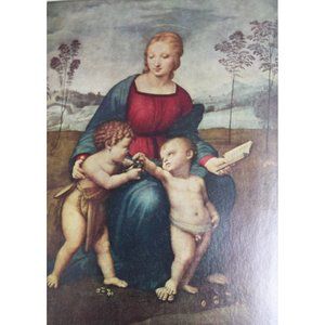 Raphael Print Madonna of the Goldfinch Vintage 54635